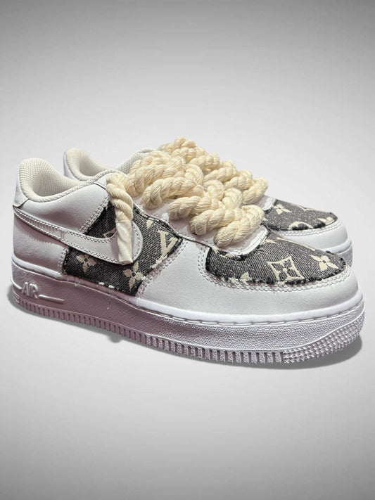 SNEAKERS NIKE AIR FORCE 1 "ROPE LACES BEIGE" MOOD L.V. JEANS CUSTOM