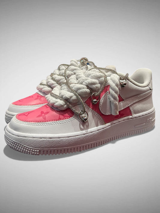 SNEAKERS NIKE AIR FORCE 1 "ROPE LACES WHITE" TRIPLE SILVER MOOD L.V. CUSTOM