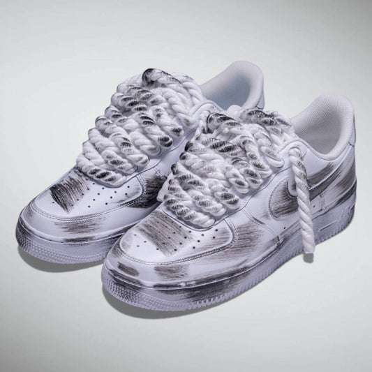 SNEAKERS NIKE AIR FORCE 1 "ROPE LACES WHITE PAINT BLACK" CUSTOM